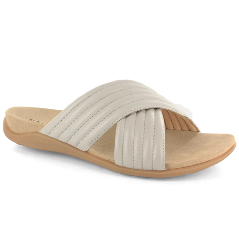Damske slapky Strive FRESH 1 Dámske ortopedické kožené sandále STRIVE Fresh Beige, béžová – Obrázok 1