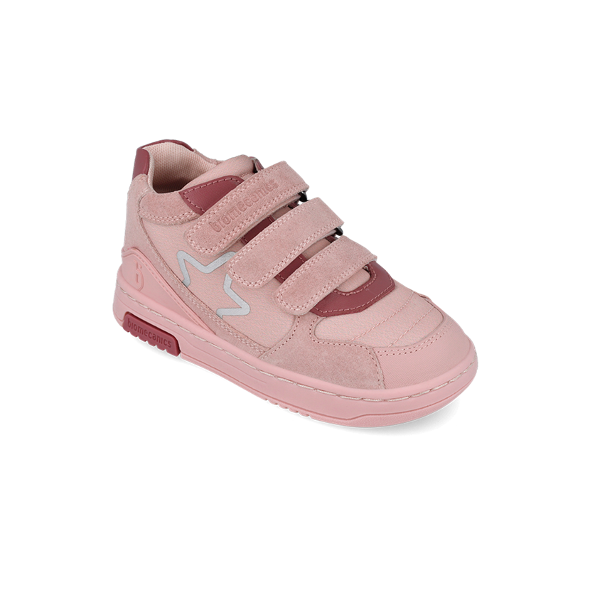 Detské kožené tenisky Biomecanics ružové s hviezdou 251225-B193-01 Detské vyššie kožené tenisky BIOMECANICS, ružové – Obrázok 1