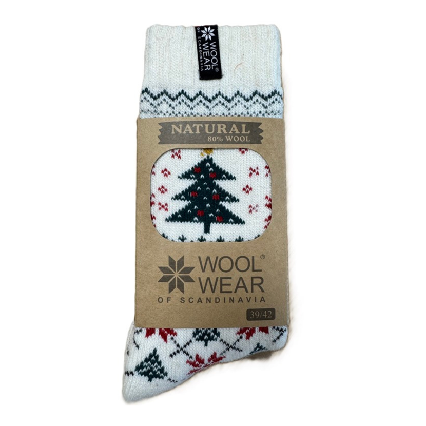 Wool Wear 80% vlnene ponozky so stromcekom Ponožky Wool Wear s 80% ovčej vlny, vianočný stromček – Obrázok 1
